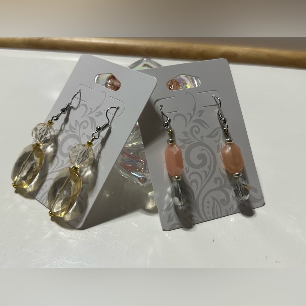 Elegant Gold and Pink Dangle Earrings